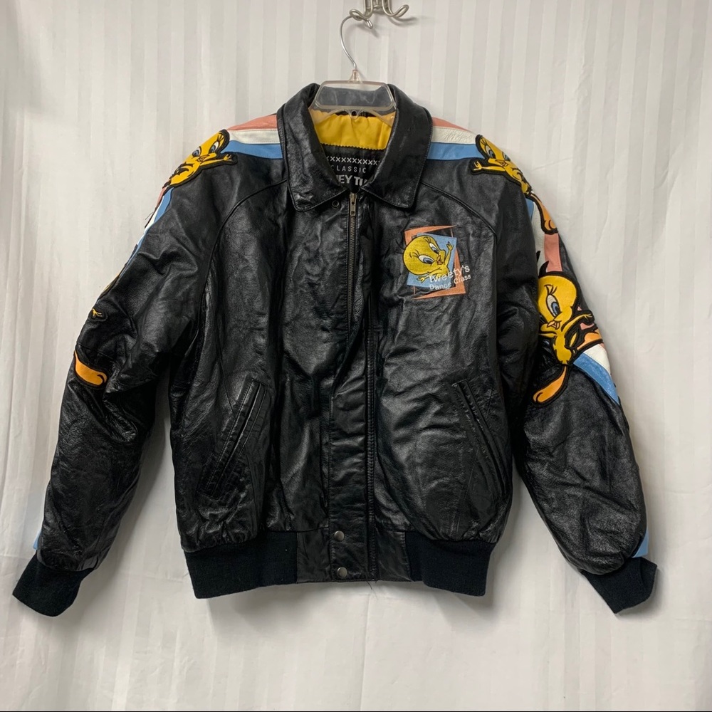 CLASSIC LOONEY TUNES RARE 1999 TWEETY BIRD DANCE CLASS LEATHER JACKET